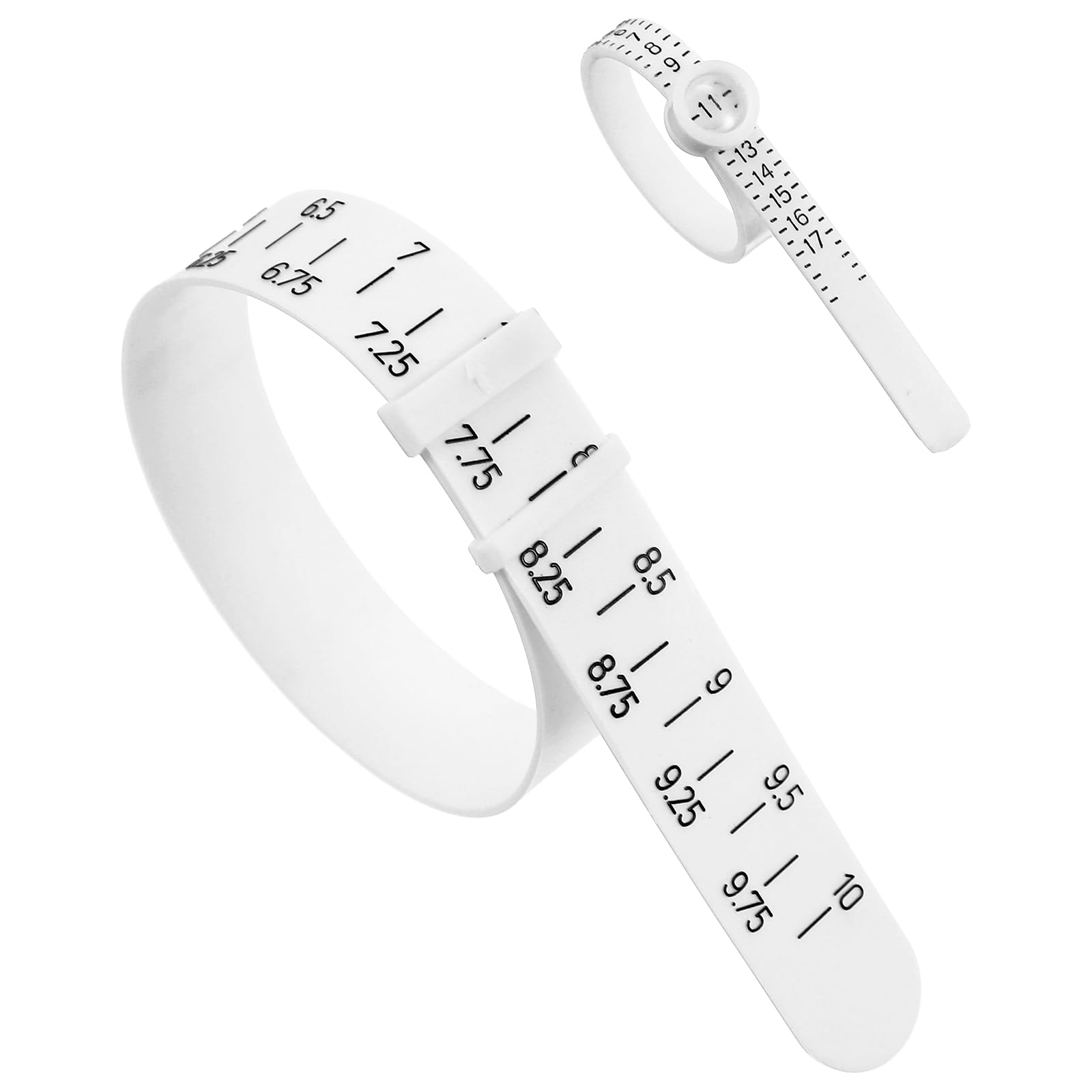 2 Pcs Bracelet Sizer and Ring Measuring Tool Set, Reusable Finger Measure for Ring Size - US Size, Universal Bracelet Measuring Tool for Women Men - UK Sizes (White)