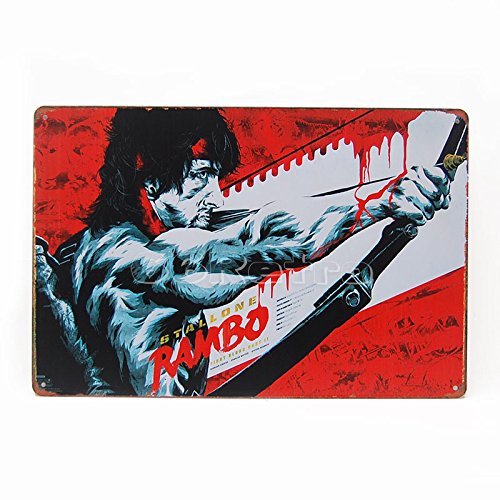 Yelenacca Metal Tin Sign Rambo: First Blood Part Ii (1985) (0401022), Retro Aluminum Sign for Wall Decor 8X12 Inch