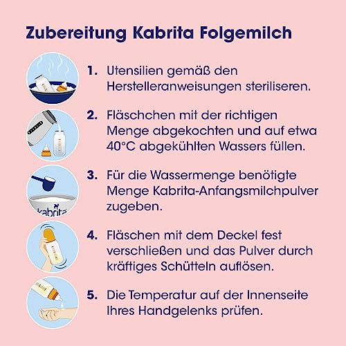 KABRITA | Ziegenmilch Folgemilch 6-12 Monate | Hochwertige Babynahrung - Baby Milch, nahrhaft* und sanft zum Babybauch | Inhalt: 800g Babynahrung-Milchpulver - 6x 800g