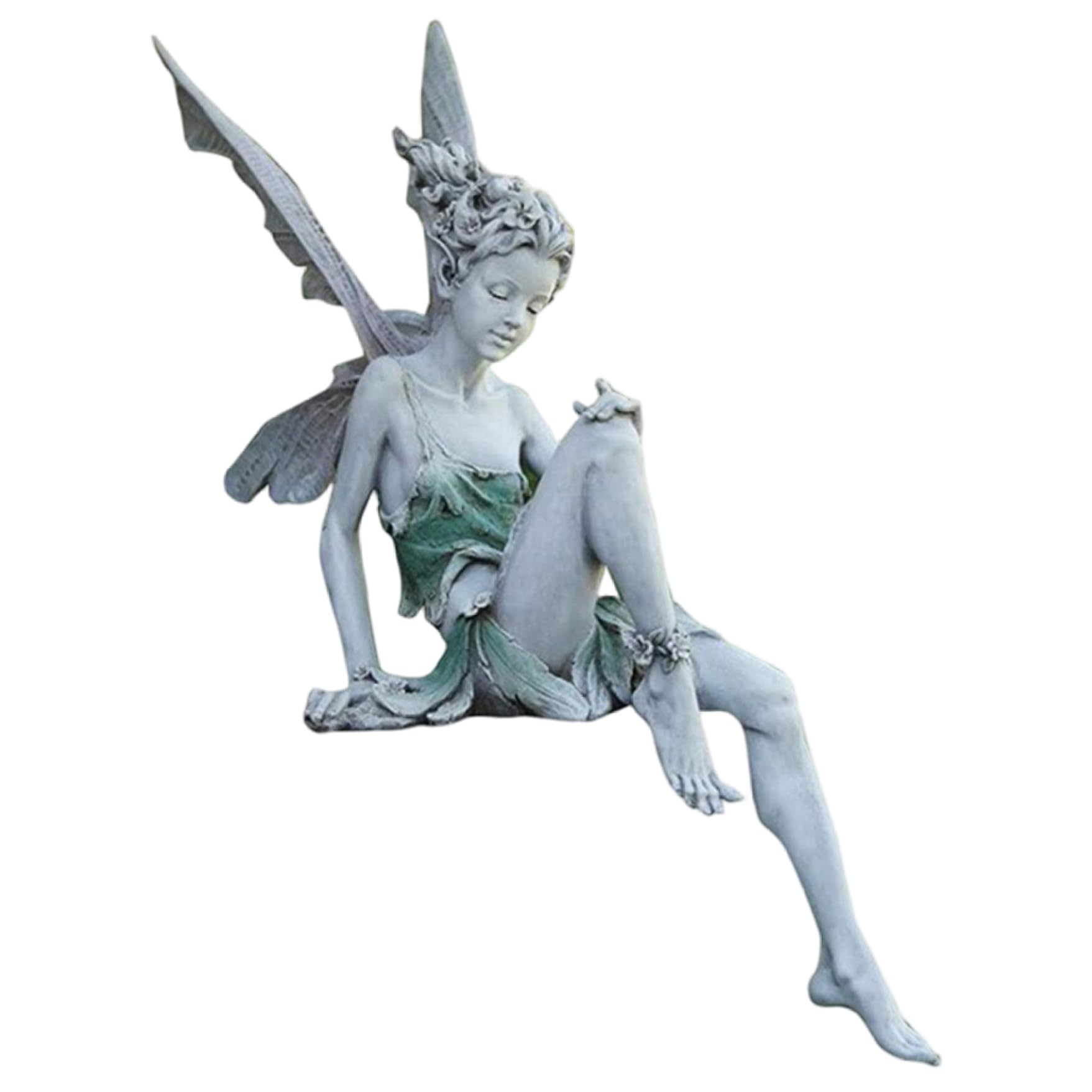 Hbbgdiy Girls White 8.66X6.30x4.72 Inch Cute Fairy Garden Statue, Resin Outdoor Ornament For Patio, Lawn, Yard & Porch Décor