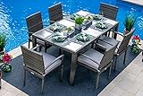 Bari 7-Piece Resin Wicker Outdoor Patio Furniture Dining Set in Mixed Gray w/Dining Table and Six...