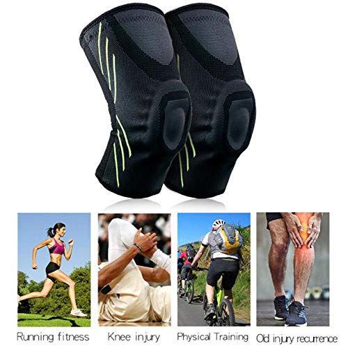 Gifftiy Kneepads Knee Supports Silicone Pads Compression Breathable Kitting Knee Brace Protector Basketball Football Fitness Anti-Slip Kneepads L