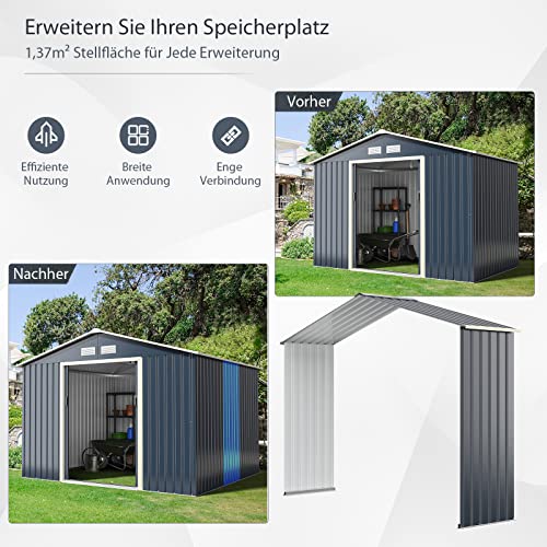 COSTWAY Gerätehaus Metall, Erweitert-277 x 255 x 202 cm, Geräteschuppen abschließbar, Gartenhaus mit 4 Luftschlitzen… – Bild 3
