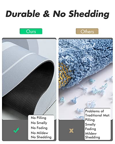 Image of MontVoo-Bath Mat Rug-24 inchx48 inch Innovative Bathroom Runner Rug Mat Super Absorbent Quick Dry Rubber Backed Dirt Resistant Bath Rugs Mats for Bathroom Non Slip Blue Bathroom Rug for Shower Sink Bathtub