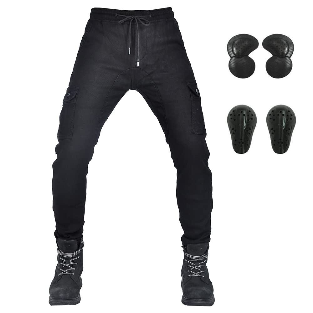 LOMENG Motorcycle Riding Pants Winter Motorbike Trousers Plus Fleece Keep Warm with CE Knee Hip Removable Armored for Men