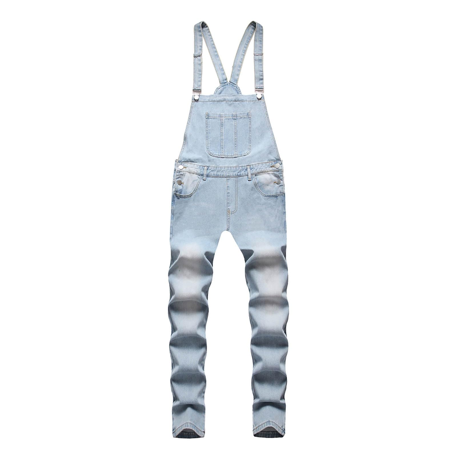 Latzhose Herren Denim Overalls Vintage Jeanshose Vielseitiger Cargojeans Retro Jumpsuit Modisch Arbeitshose Blau Arbeitslatzhosen Loose Fit Latzanzug Einfache Jeanslatzhose mit Taschen