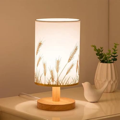 Bedside Table Lamp - Small Bedroom Lamps For Nightstand, Options Solid Wood Lamp With Fabric Shade, Minimalist Desk Reading Lamps For Kids Room Living Room Office Dorm (Led Bulb Included) (Style2) #TOP7