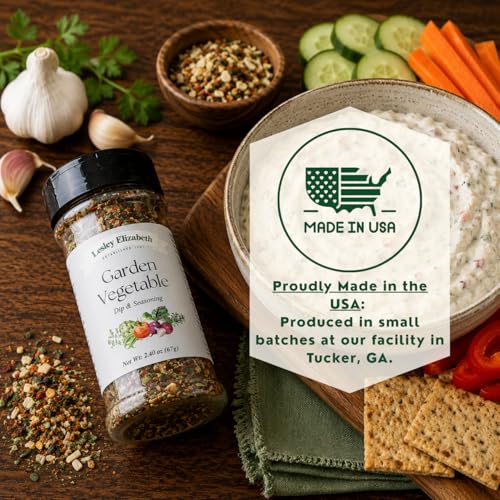 Image of Lesley Elizabeth Garden Vegetable Dip & Seasoning - All-Natural Herb & Veggie Spice Blend for Dips, Roasted Vegetables & Cooking | Gourmet All-Purpose Garden Seasoning