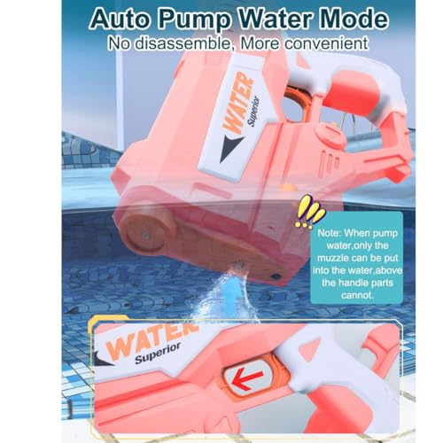 Image of VikriDA Bagpack Electric Water Gun with Free Extra Rechargeable Battteries Powerful Water Guns Up to 40 FT Long Range, 1350CC Capacity Super Water Blaster Summer Toys for Pool - Pink