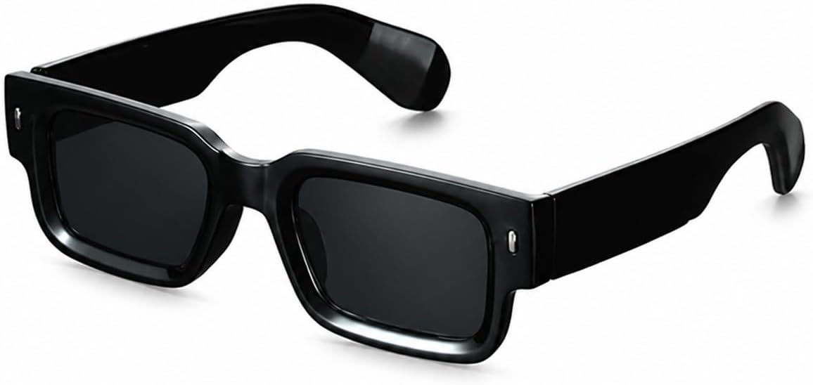 Men's Square Frame Sunglasses, Black Fashion Eyewear for Everyday Outdoor Wear