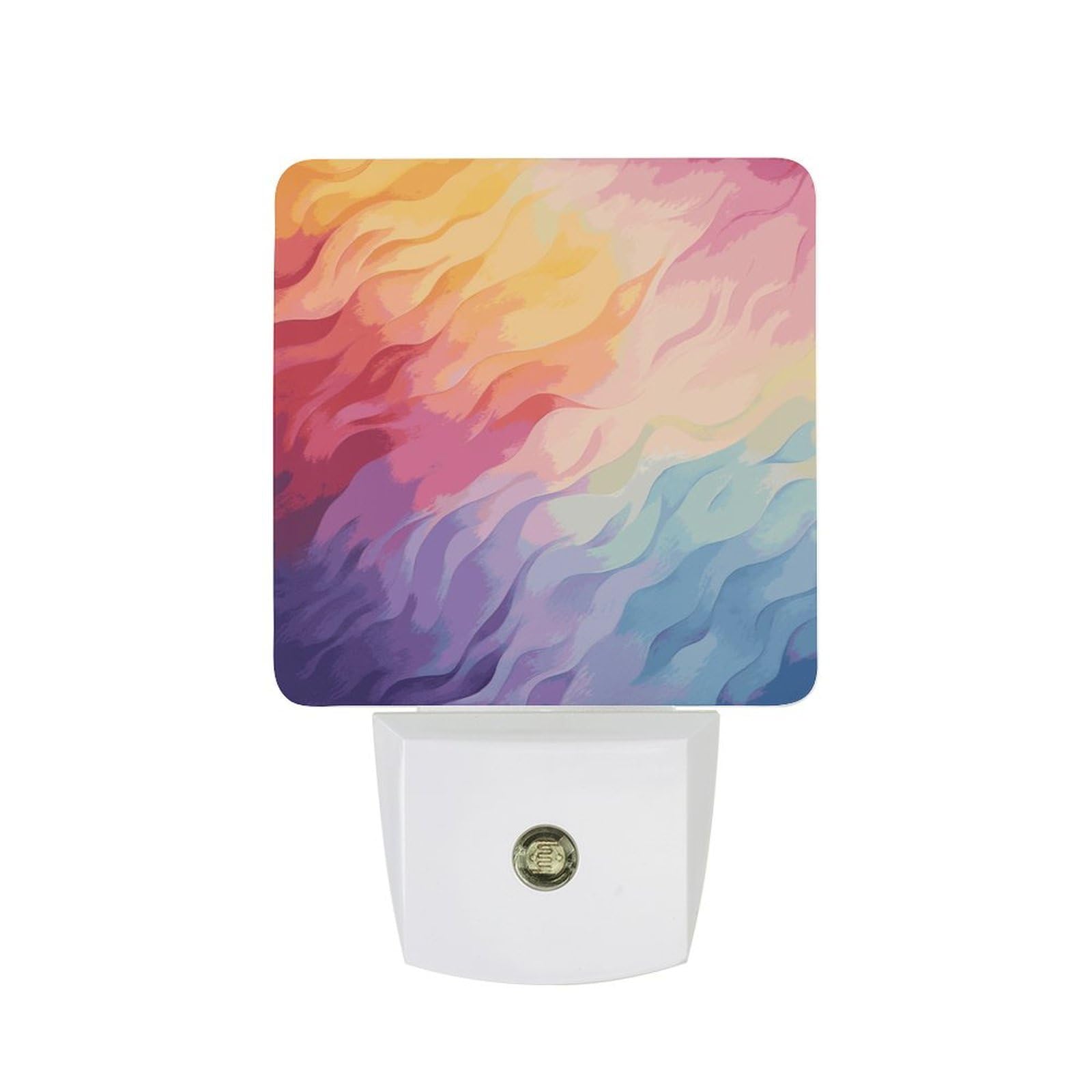 FodPand Night Light Plug Into Wall with Dusk to Dawn Sensor 0.5w Modern LED Rainbow Plug in Night Lamp Warm White Glow Nightlight for Bedroom Hallway Kitchen Bathroom Stairs Corridor
