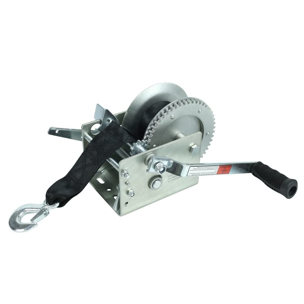 FEDONAHand Winch 2500 LBS / 1125 KG 7.3M Extra Long Synthetic Strap Webbing Car Boat Trailer Marine Plastic Pallet Manual Winch For Yacht Trailer Boat Marine Manual Winch