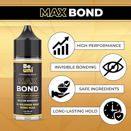 Image of Max Bond Glue 30ml for Hair Wig | Men & Women | Strong Hold 3-4 Weeks | Waterproof Hair Wig Glue Adhesive | Skin Friendly & Flexible | Clear Drying Formula (Pack of 1)