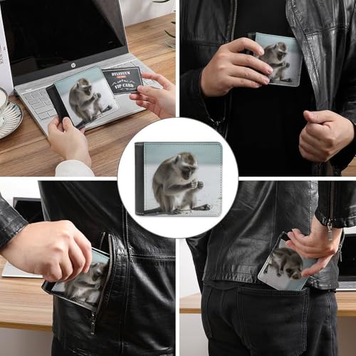 Monkey on The Ground Men Wallet Slim Thin Credit Card Women Money Clip Leather Bifold Front Pocket Wallets3