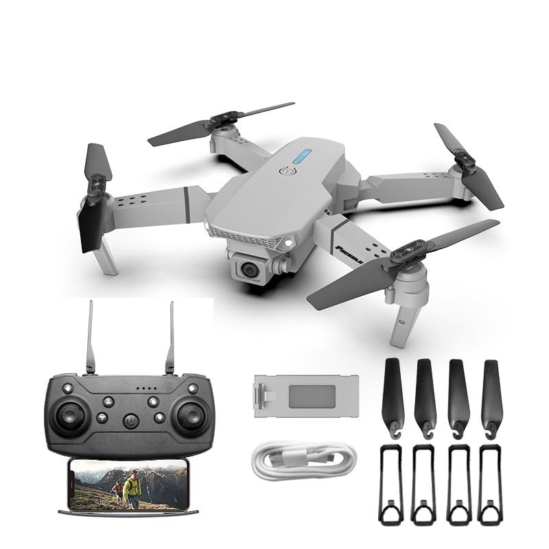E88 Drone With Dual Camera, Mobile App Control, Indoor Flying Toy RC Plane With Video Function -...
