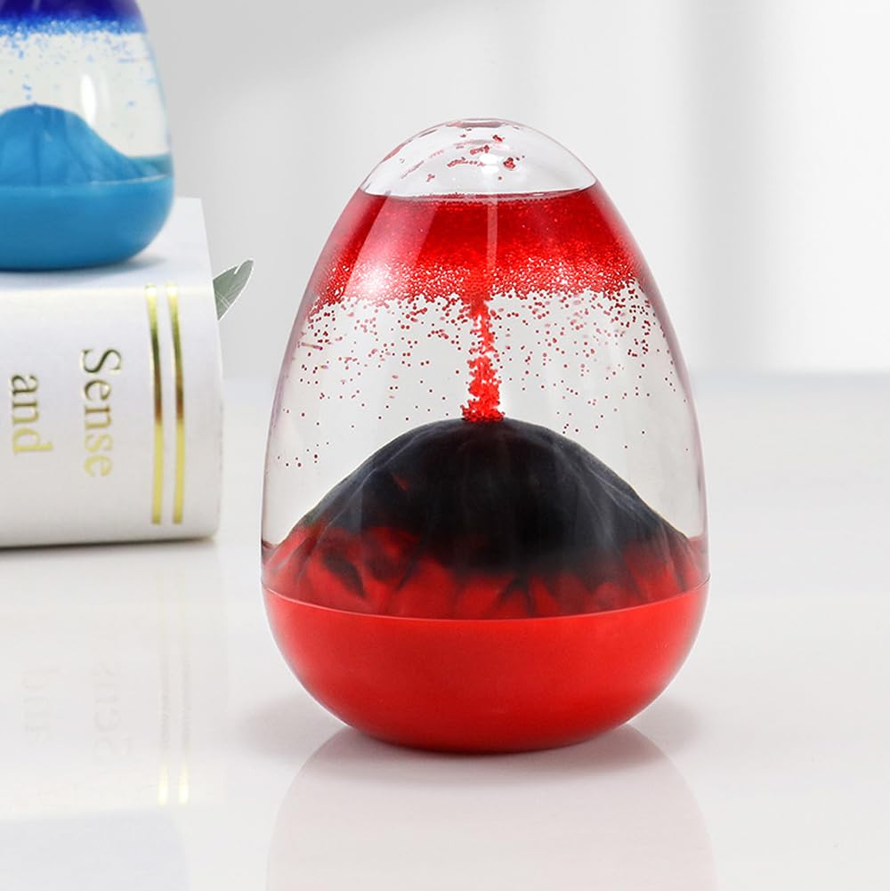 Rubik Bubbly Volcano Desk Fidget Toy for Home Office Desktop Decoration, Motion Bubble from The Bottom up to Erupt Imitation Volcanic (Red)
