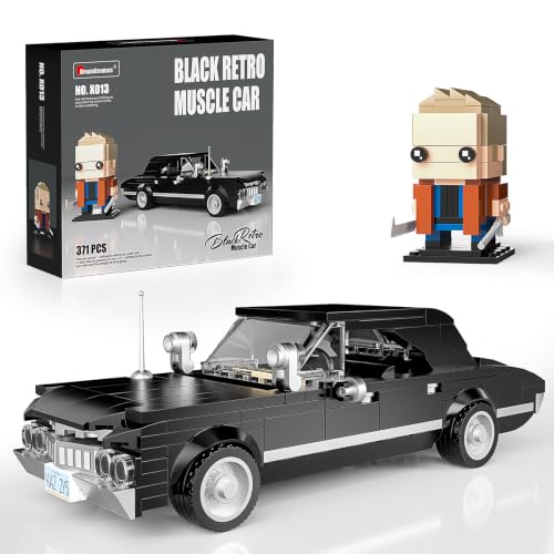 Black Muscle Cars Building Toy Compatible with Lego Cars for Adult Boys Model Kits for Home Office Desk Decor Collectible Toy Classic 1967 Super Vintage Model with Natural Hunter Character