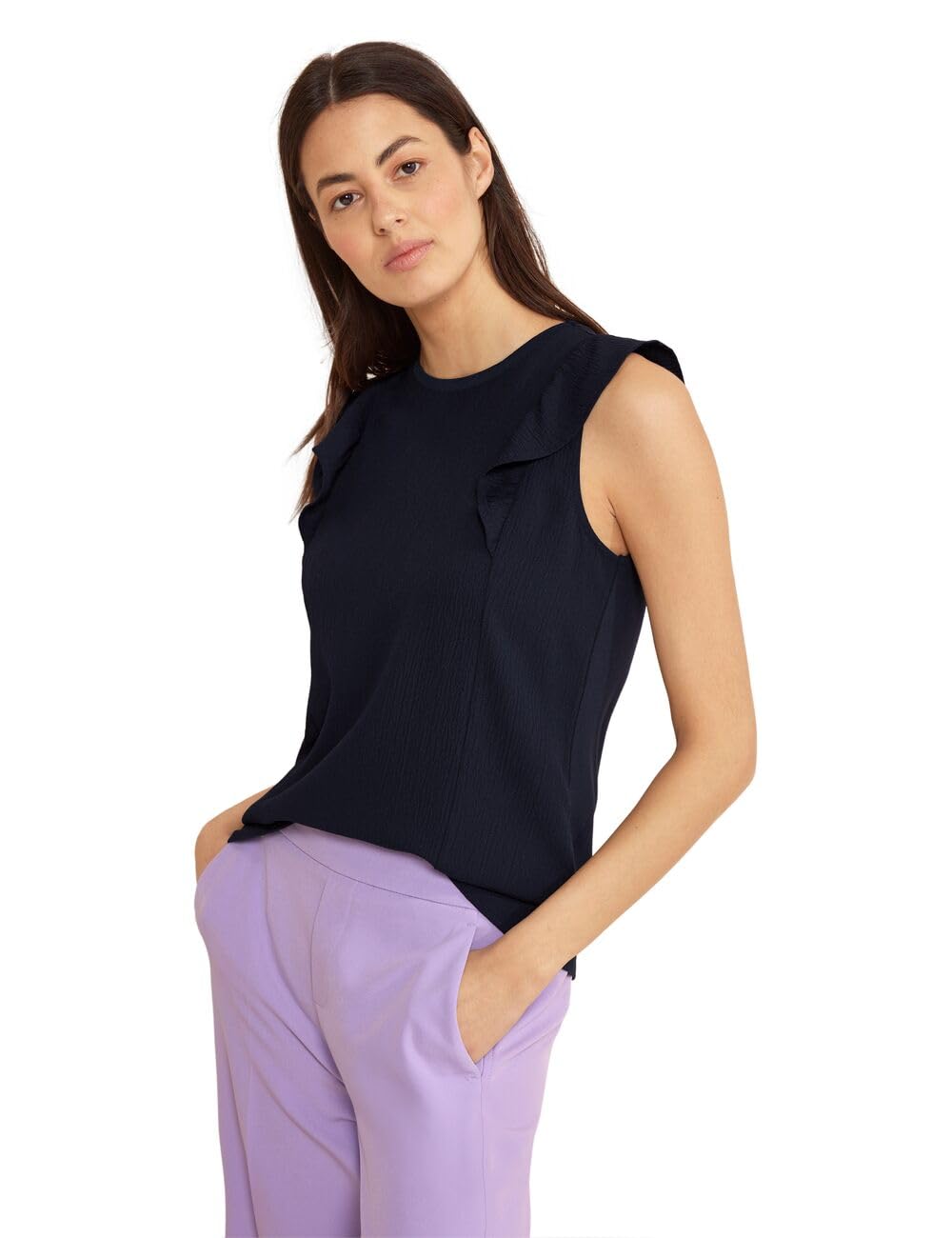 Street One Damen Top mit Volants deep Blue 38