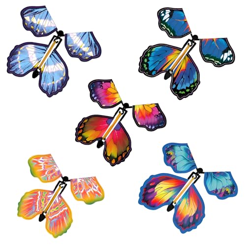 5Pcs Flying Butterfly Card Surprise Magic Flying Wind Up Butterfly for Card