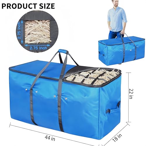 Extra Großer Heuballen Aufbewahrungssack (112x55x45cm) aus Strapazierfähigem Oxford, Tragbarer Heubeutel für Pferde, Ziegen & Rinder als Heufutterautomat für Stall & Transport
