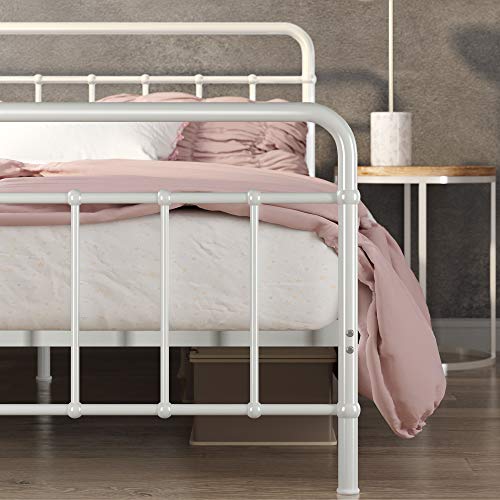 Zinus Florence Full Panel Metal Platform Bed Frame / Mattress Foundation / No Box Spring Needed / Easy Assembly, White, Queen #TOP2