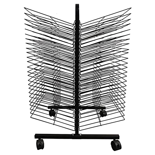 JYHHGDS Séchoir à Peinture Mobile pour Enfants, idéal pour la Classe. Structure en Acier Double Face avec 50 étagères, Dimensions : 45 x 66 x 82 cm (17,7 x 26 x 32,3 Pouces), Noir.