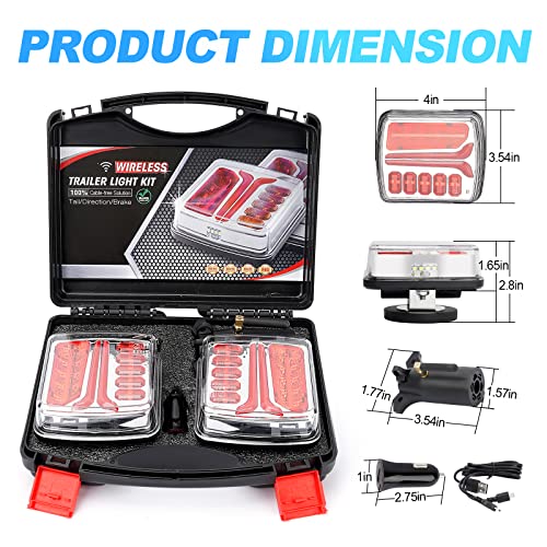 Suparee Wireless Magnetic Led Trailer Light Kit For Trailers, 2 Pcs Rechargeable Towing Light With 7 Way To 4 Way Transmitter For Tow Trucks, Utility Trailers, Caravans, Campers, Rvs, Vans, Boats #TOP1