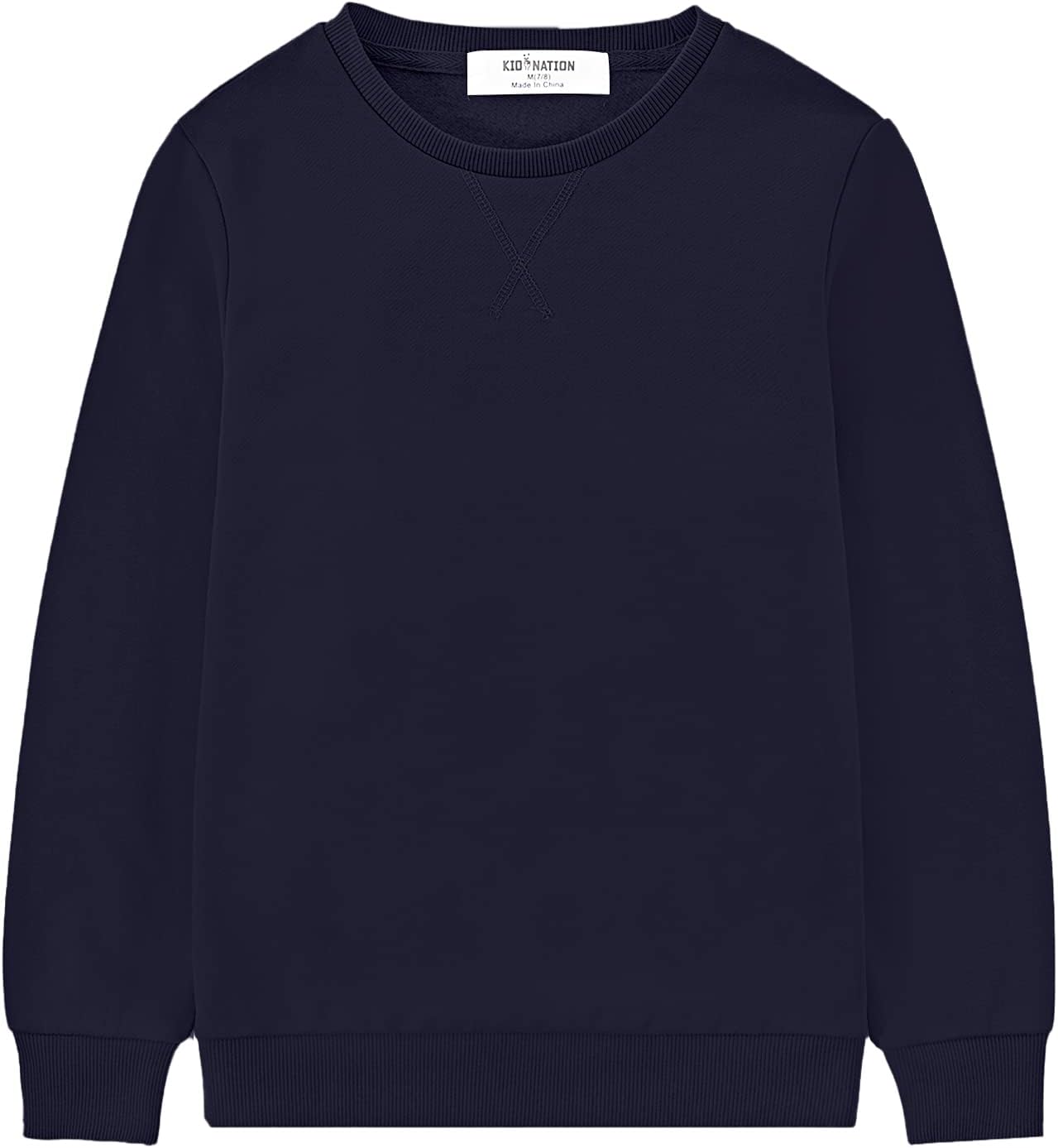 Kid Nation Kids Slouchy Soft Brushed Fleece Casual Basic Crewneck Sweatshirt for Boys or Girls 4-12 Years
