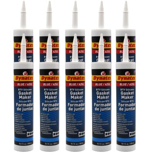 Image of Dynatex Blue RTV Silicone Gasket Maker 10.1 oz Caulk Tube - Oxygen Sensor Safe, OEM Specs, Gear Oil Resistant, Oil /Water Resistant, Made in the USA (10-Pack)