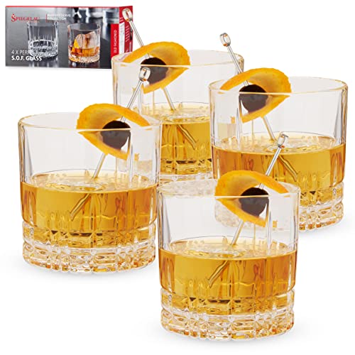 Spiegelau 4-teiliges Whisky-Set, Single Old Fashioned Glas, Whiskygläser, Kristallglas, 270 ml, Perfect Serve, 4500177