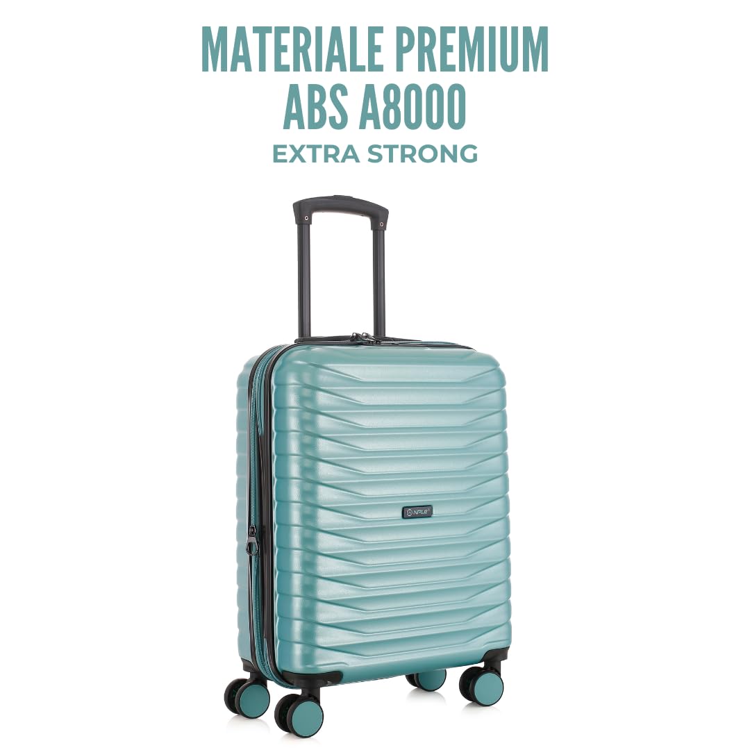 Krypton - Trolley S Espandibile Bagaglio a Mano, 55 x 40 x 20 cm, con TSA, Con cerniera espandibile 5 cm 35/41 L, super leggero 2,4 kg (Green, Bagaglio a mano 55x40x20cm)