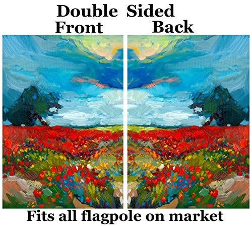 Shinesnow Watercolor Spring Floral Flower Fields Farm Landscape Abstract Artwork House Flag 28" X 40" Double Sided Polyester Welcome Yard Garden Flag Banners For Patio Lawn Home Outdoor Decor #TOP1
