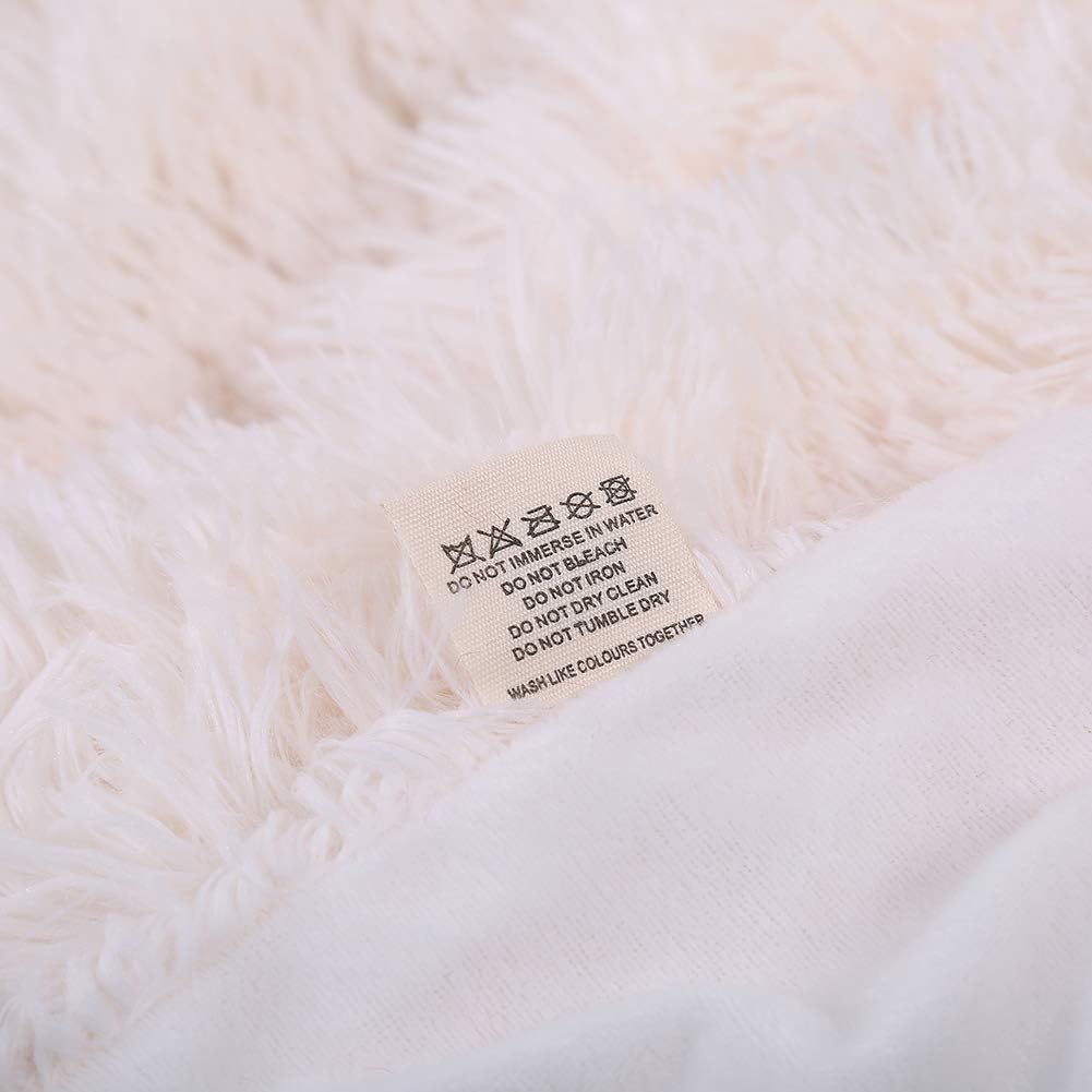 SatisInside USA Luxurious Plush Faux Fur Throws Bed Blankets, Extra Soft Cozy Warm, Fluffy Comfortable Throws Blankets for Bed Couch Kids (50" x 62"), White