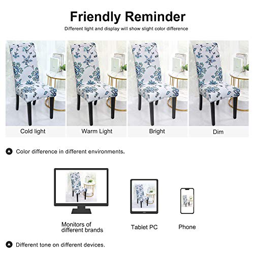 Uxcell Dining Chair Cover, Stretch Bar Stool Slipcover Kitchen Chairs Protector Spandex Pattern Chair Seat Cover For Home Decorative/Dining Room/Party/Wedding (Medium, Blue Flower) #TOP7