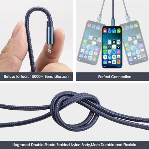 Cable Lightning de 60cm ROFAY con trenzado de nylon resistente para iPhone y iPad 3