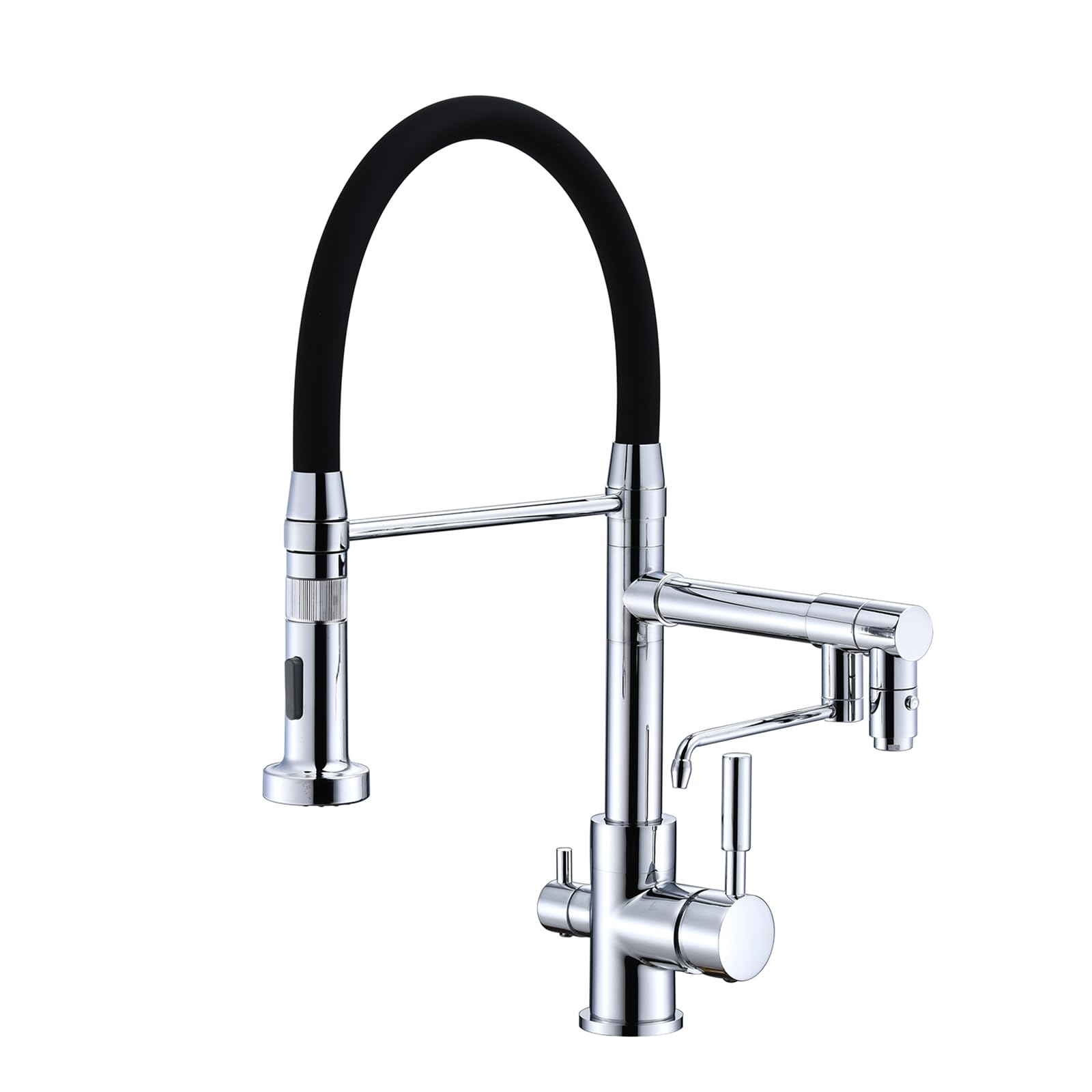 3 Way Kitchen Tap Pull Out Taps Flexible Swivel Outlets Brass-Chrome Plated