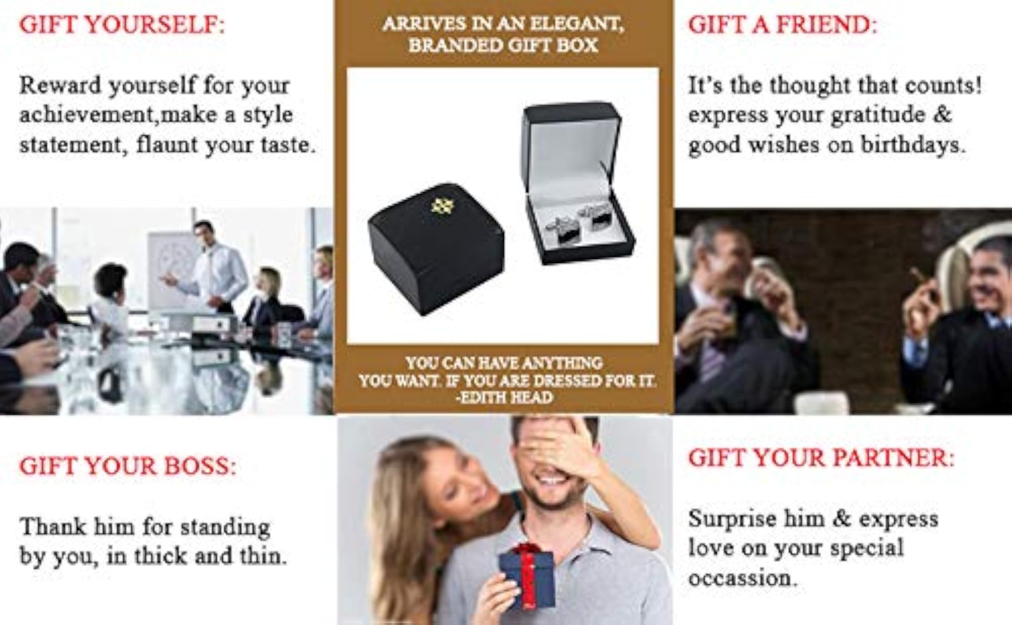 Textured Filigree Flower 3D 18K Gold Brass Cufflinks, Gift Box