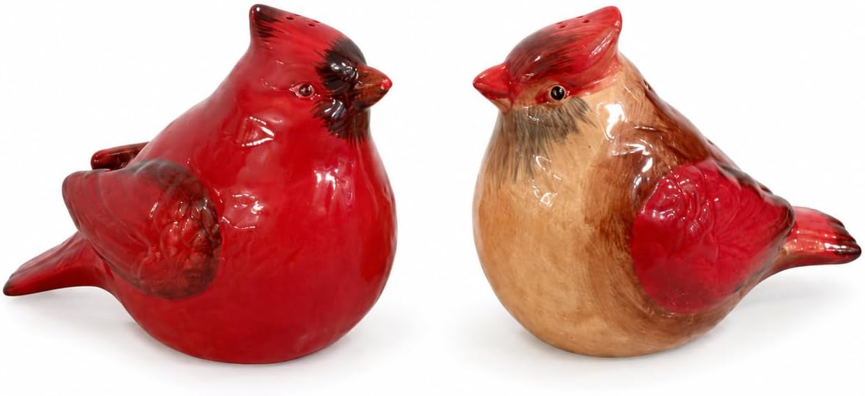 Comfy Hour 3 Inch Cardinal Salt and Pepper Shakers, Bird Decor, Set of 2