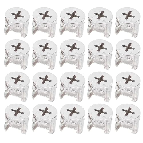 DOYUKY 20 peças conectores de móveis acessórios de bloqueio de cave, porcas de bloqueio de cave, 15 x 12 mm anticorrosão, conector excêntrico de liga para painel de móveis de gaveta de armário