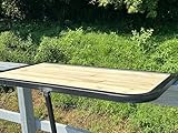 DeckMate Folding Wooden Balcony Table, Outdoor Adjustable Unstained Hanging Balcony Bar, Industrial Strength Balcony Railing Table, Deck Table Perfect for Outside Deck's Patio's & Balcony, USA (Black)