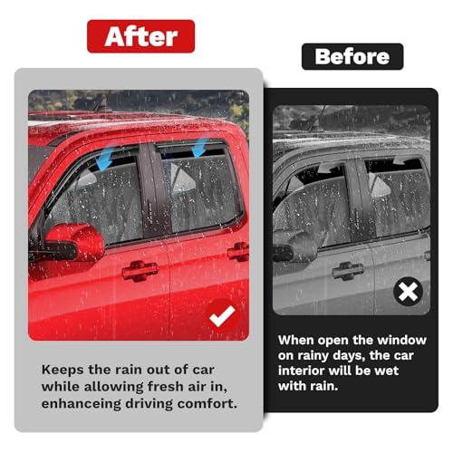 Image of Canvcle Maverick Rain Guards - Window Visors for Ford Maverick 2022-2025 2026, Outside-Mount Tape-On Side Window Wind Deflectors for Maverick Accessories Vent Visors Shades Rainproof 4PCS