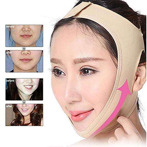 V-Shaped Facial Bandage Face Slimming Mask, Reduce Double Chin Face Lifting Belt Natural V Shape Cheek Lift Up Elastic Lycra Fabric Magic Paste, Thin Face Shaping Beauty Tools