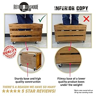 Retro Musique Caisse de Rangement pour disques Vinyle LP en Bois sur roulettes Peut contenir jusqu’à 100 Albums (dans… - Les Beatles, Paul McCartney, John Lennon, RIngo Starr, George Harrison Retro Musique Caisse de Rangement pour disques Vinyle LP en Bois sur roulettes Peut contenir jusqu'à 100 Albums (dans… – Image 3