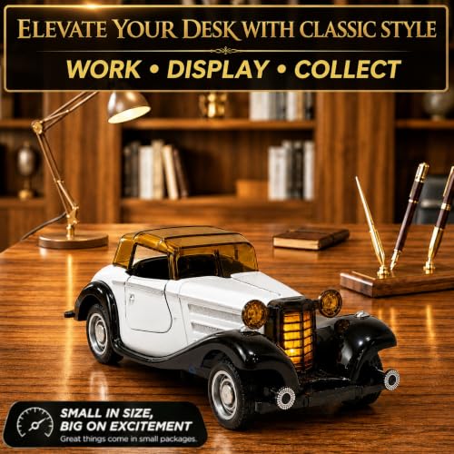 Image of GRAPHENE 1:32 Metal Diecast Vintage Toy Car Pull Back Action Light Sound Openable Doors Miniture Antique Retro Classic Model Car for Kids Toddlers Car Decorative Item Birthday Gift 3+Boys (White)