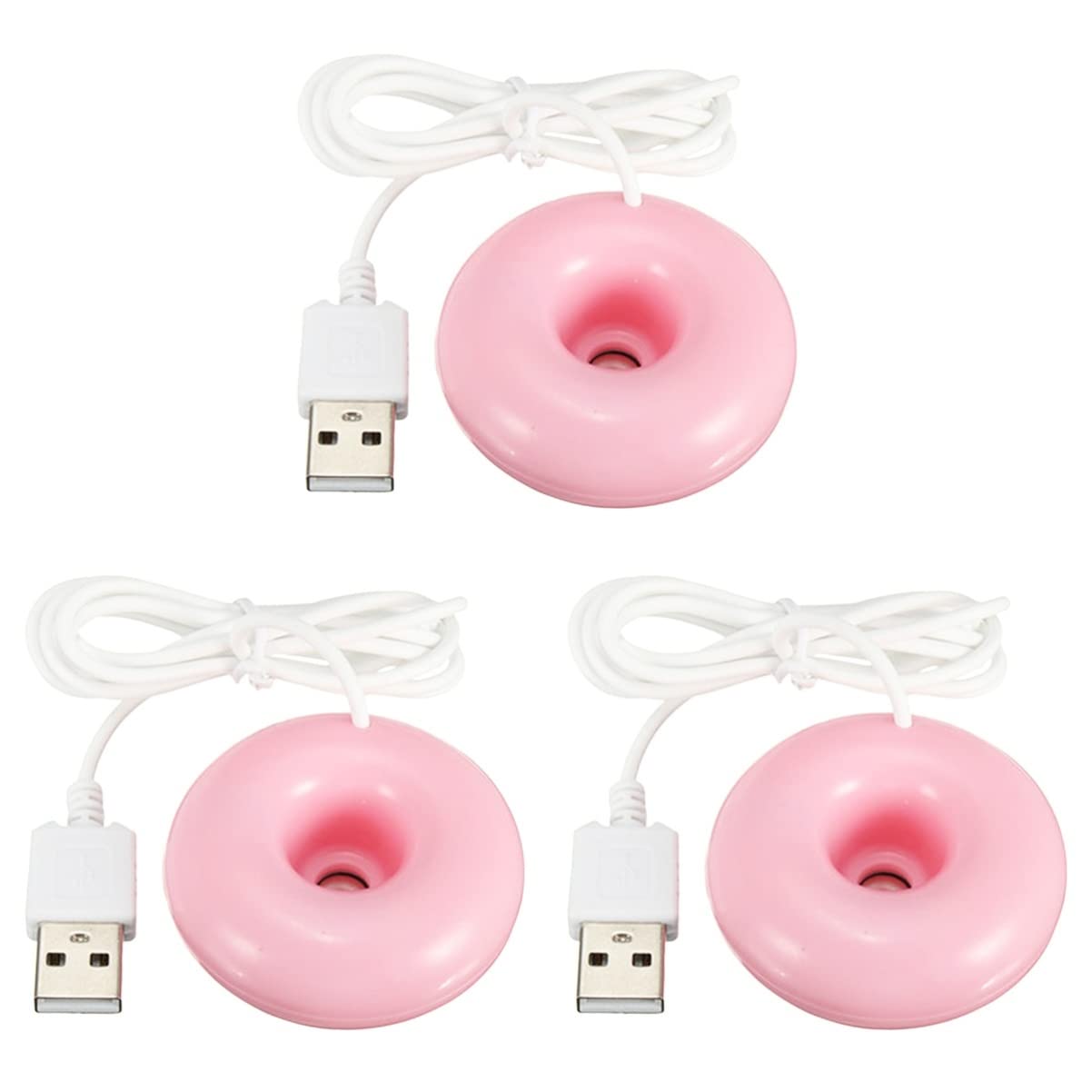 3pcs Mini Portable Donuts Humidifier Float for Home Travel Cute Desktop Auto Shut-off for Bedroom Office Yoga Pink