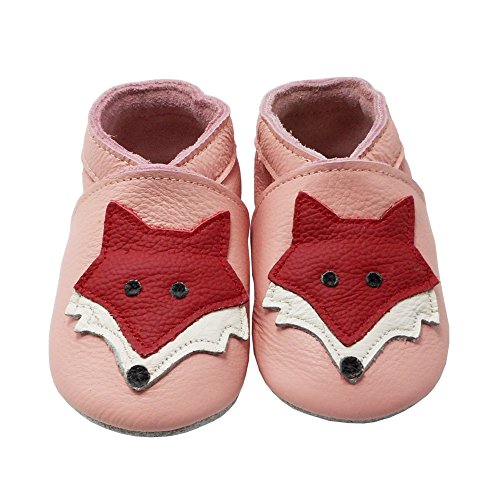 Yihakids Soft Sole Baby Shoes Toddler Leather Moccasins Cartoon Fox Baby Boy Girl Slippers (6-6.5 Us /6-12 Mo./5.1In, Pink) #TOP2