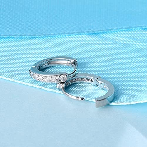 SELOVO 925 Sterling Silver 12mm Small Hinged Hoop Earrings Sleeper Cubic Zirconia