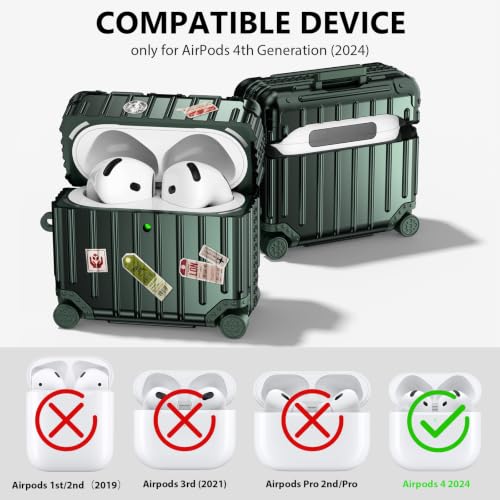 Image of Filoto Compatible with Airpods 4 Case, Cute Fashion Suitcase Design for Airpods 4th Generation Case Cover, Shockproof Protective Hard Case with Keychain /Cleaner Kit