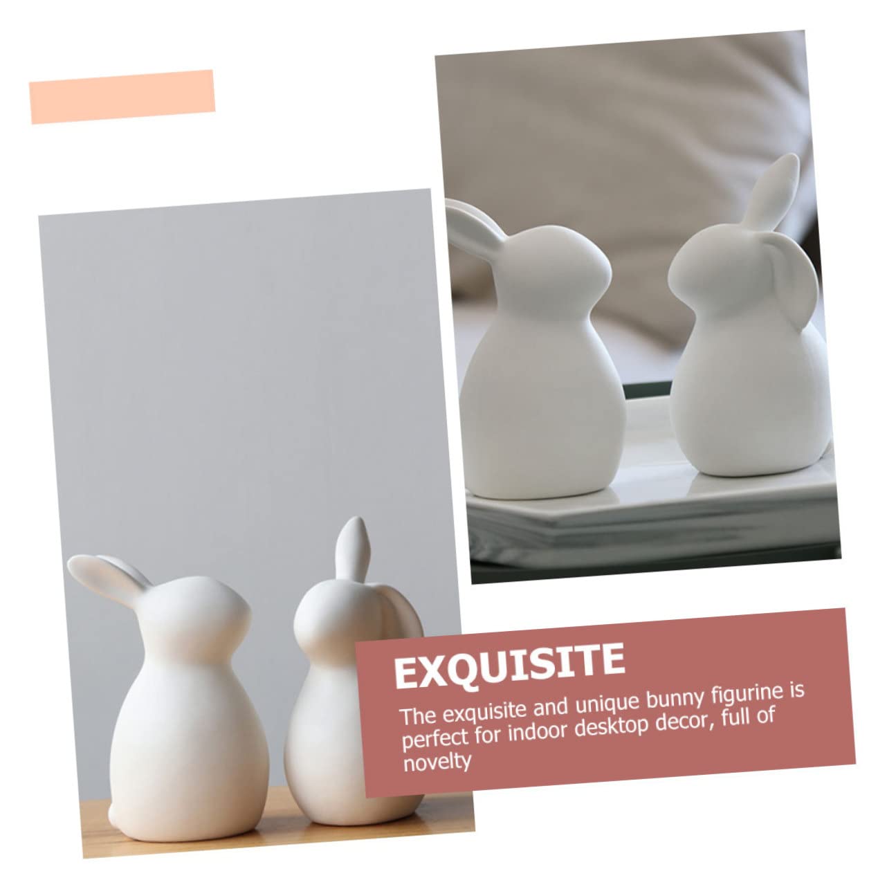 Cabilock Set Di Statuette Di Coniglietti Statuette in Ceramica Ornamenti in Miniatura Di Conigli Decorazioni Per La Casa Da Tavolo