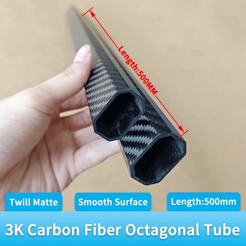 2pcs Carbon Fiber Tube 30x20x500mm Composite Materials Twill Matte Pipe, for Plant Protection Machine Arm Parts(30x20x500x1.5mm)